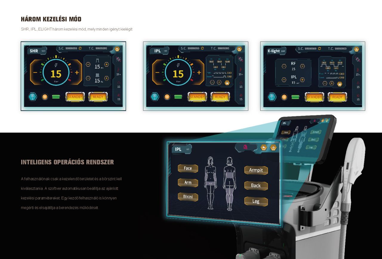 Dermalux II -SHR-IPL Szőrtelenítő gép E-Light funkcióval Dermalux II -SHR-IPL Szőrtelenítő gép E-Light funkcióval