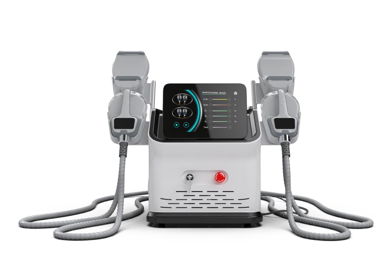 SculptX Mini NEO, HIEMT+RF technológiájú elektromágneses alakformáló, testkezelő gép 4 kezelő fejjel